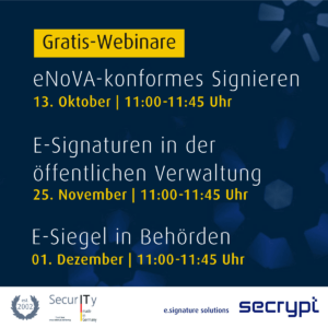 eNoVA & digitale Verwaltung: Kostenfreie Webinare zu E-Signaturen und E-Siegeln
