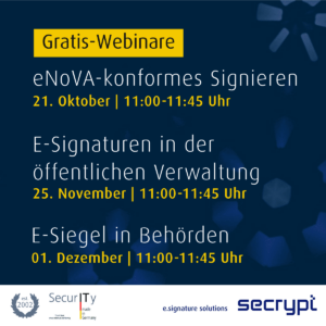 eNoVA & digitale Verwaltung: Kostenfreie Webinare zu E-Signaturen und E-Siegeln